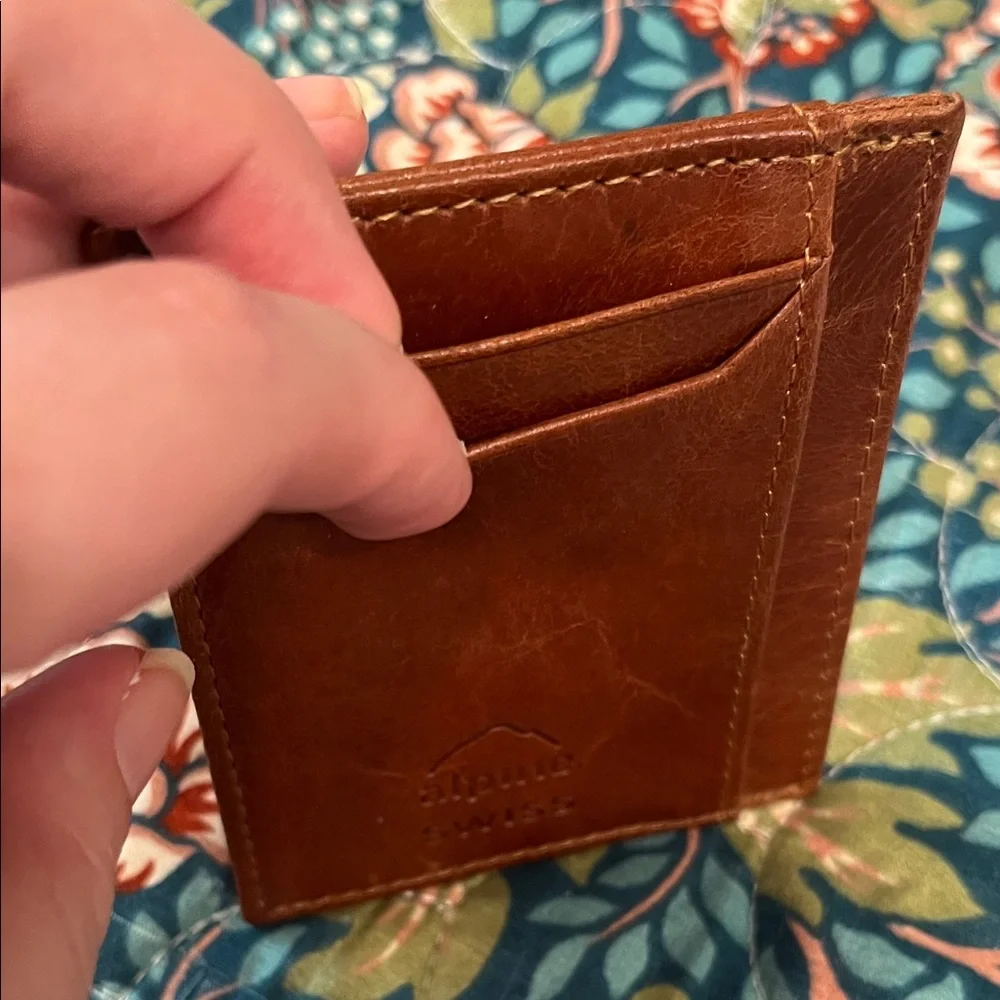 Alpine Swiss Rich Brown Leather Card Wallet
